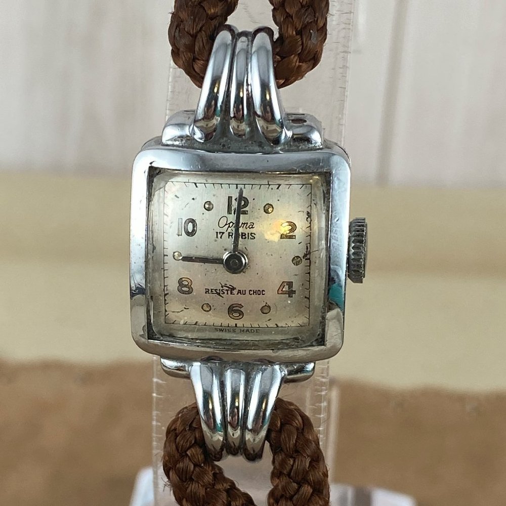 Rare Vintage Swiss Made Optima 17 Rubis Mechanical Ladies Bracelet Watch Working
